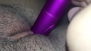 Teen masturbating and creaming quietly out of her thick unshaved vagina