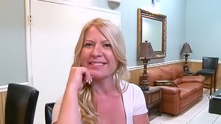 Blonde MILF Licked And Fucked Horny Stud With Big Cock