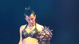 extreme bdsm fetish show on european public sex fair porn stage