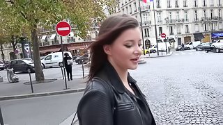 Blonde gets convinced in the streets and then fucked in POV