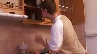 Stepmom & stepson have a sex on the kitchen