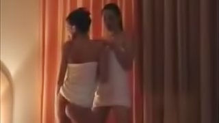 Two nasty girls playing hot lesbian games on the bed
