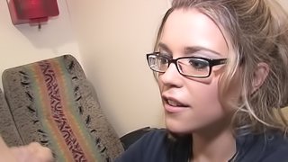 Immaculate blonde in glasses gets a perfect pussy pounding from a black cock