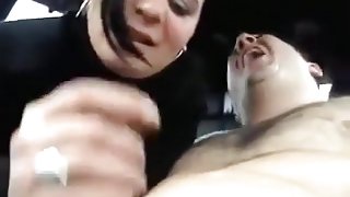 Chubby girl with hairy pussy has weird sex with a fat guy in his car