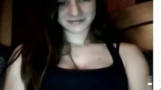 Brunette shows tits on cam