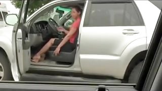 Lusty amateur girl loses off cloths and undies in the car