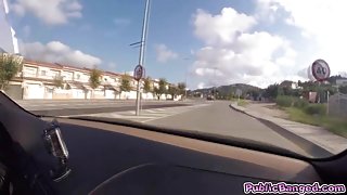 Jenny Glam fucked on a car on a public road