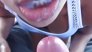 Beautiful Cum Swallow Out On The Deck