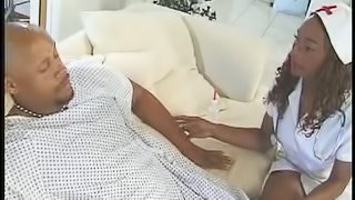Ebony nurse gives her patient anal sex to make him healthy again