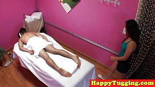 Busty asian masseuse caught cockriding